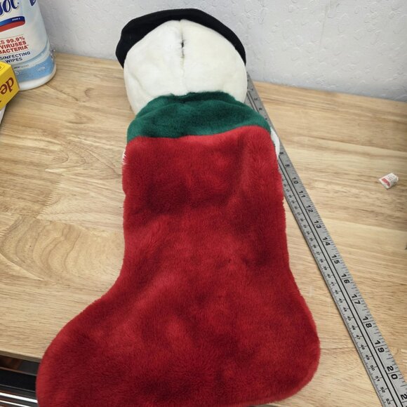 Vtg Dan Dee Red Christmas Stocking Plush Snowman Face Giggling Talking 22” - Picture 2 of 6